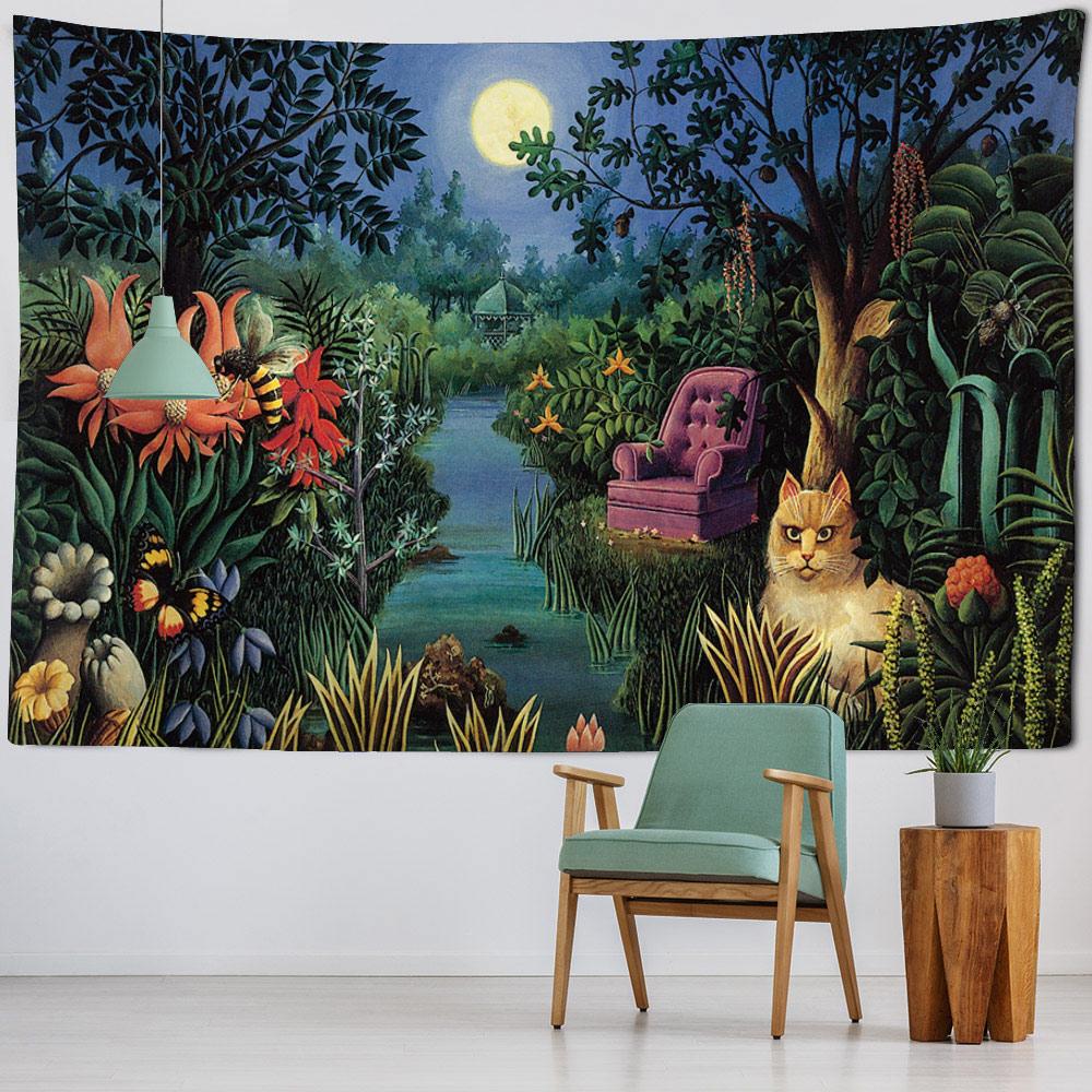 Tropical Plant Art Tapestry, Bedroom Wall Decoration, Living Room, Dormitory Wall Hanging, Bohemian Room Aesthetic Tapestry
