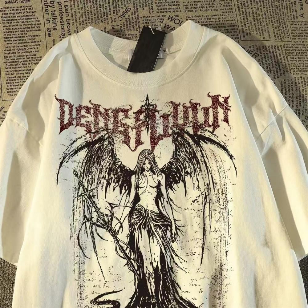 European and American fashion new men s summer skull angel print micro elastic breathable round neck T-shirt outdoor city high s S 1139₽