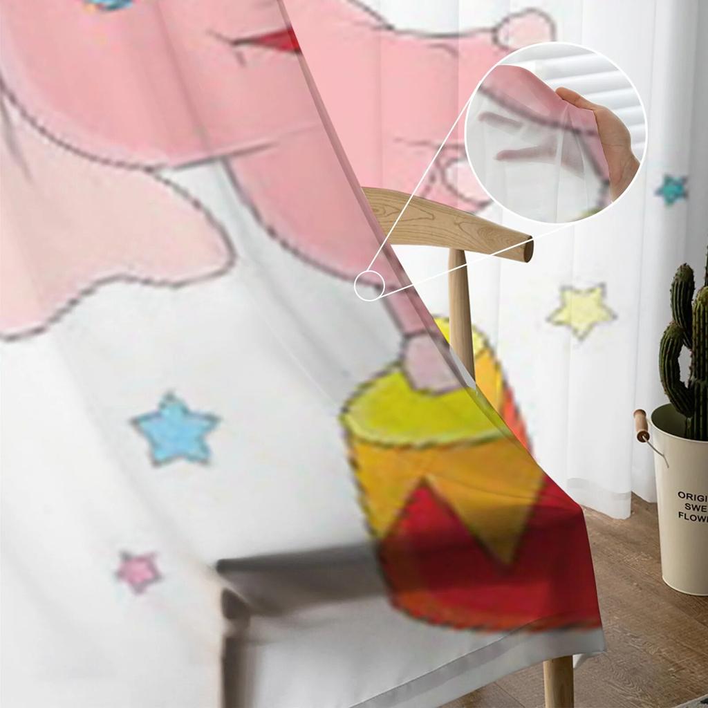 Circus Elephant With A Ball Tulle Curtain For Living Room Sheer Valance Curtain For Kitchen Bedroom Window Drapes