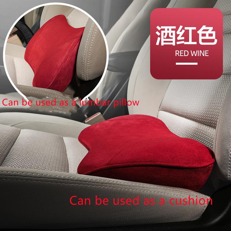 2-in-1 Car Seat Booster Universal Driver Memory Foam Lumbar Pillow Suede Seat Heightened Inclined Cushion Car