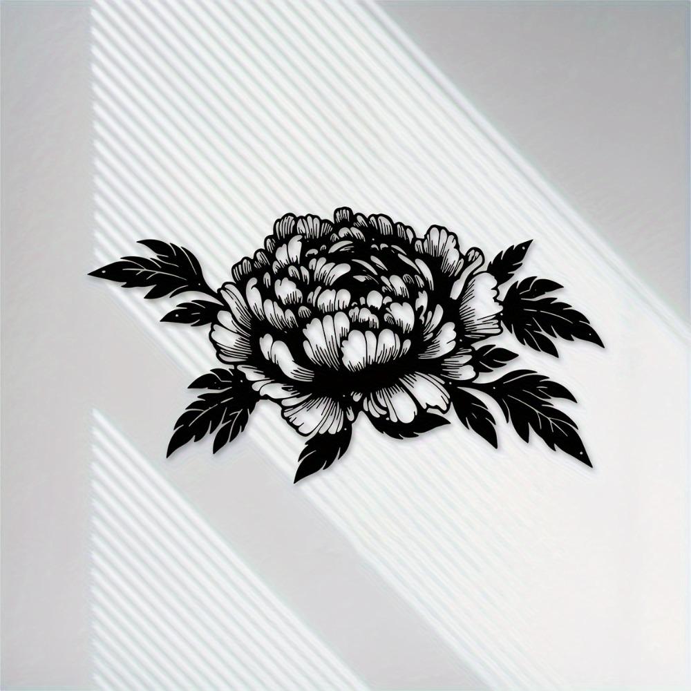 Metal Peony Wall Art 15.75x8.43 Inch Black Floral Sculpture Modern Minimalist Home Decor Living Room Office Housewarming Gift Mother Father Holiday