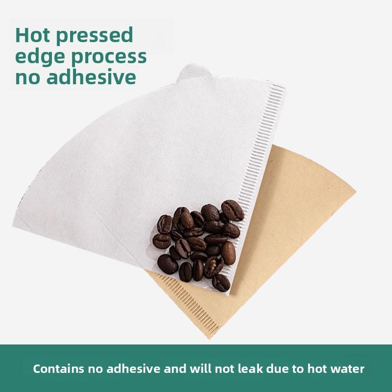 100pcs V02 Hand Brewed Coffee Filter Paper Virgin Wood Pulp Disposable for 1-4 People Cone Drip Coffee