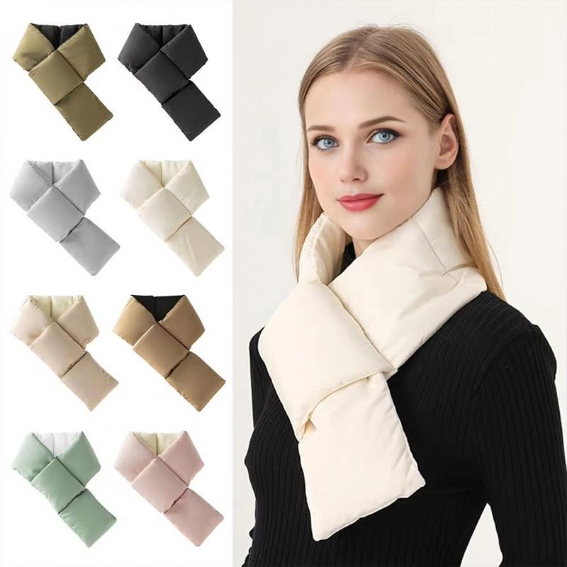 Unisex Down Cotton Fashion Windproof Winter Neck Warmer Featuring Warmth Solid Autumn Thickened Portable