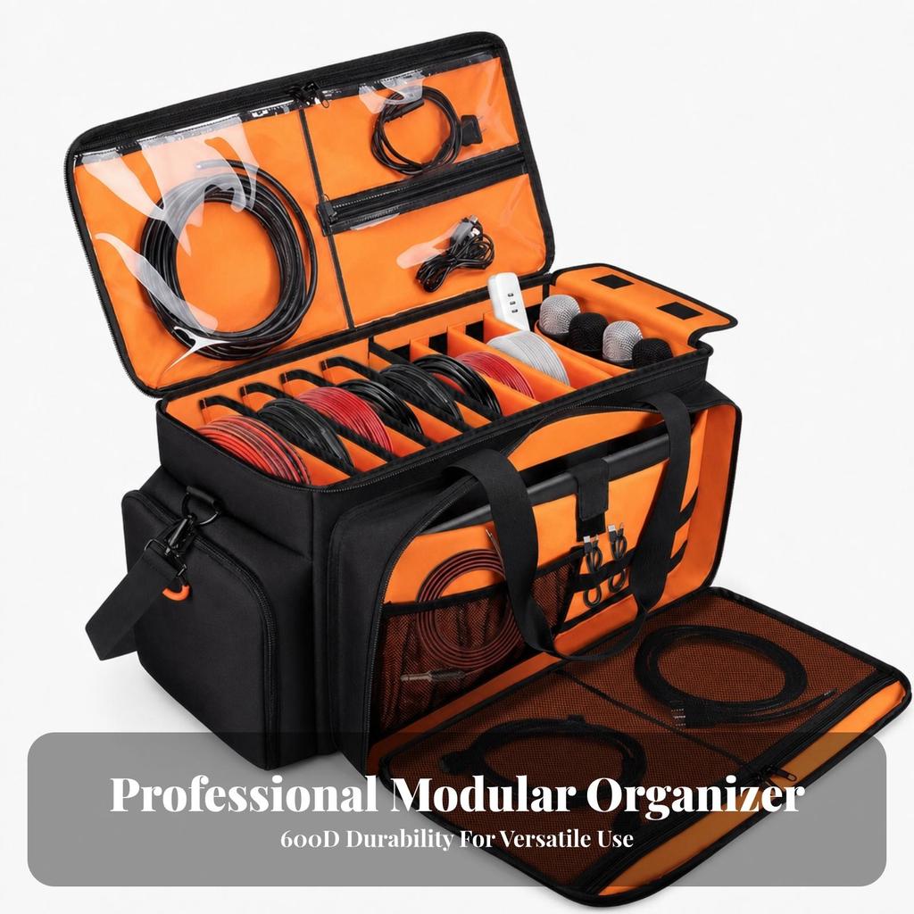 Portable Gear Bag with Dividers Adjustable Cube Storage Pockets