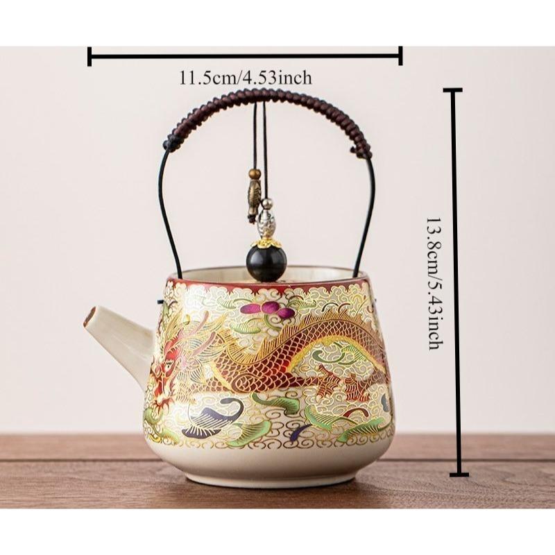 1PC Beam Teapot New Chinese High-value Novice Pot High-end Set Household Ceramic Kung Fu Tea Set Household Tableware Products