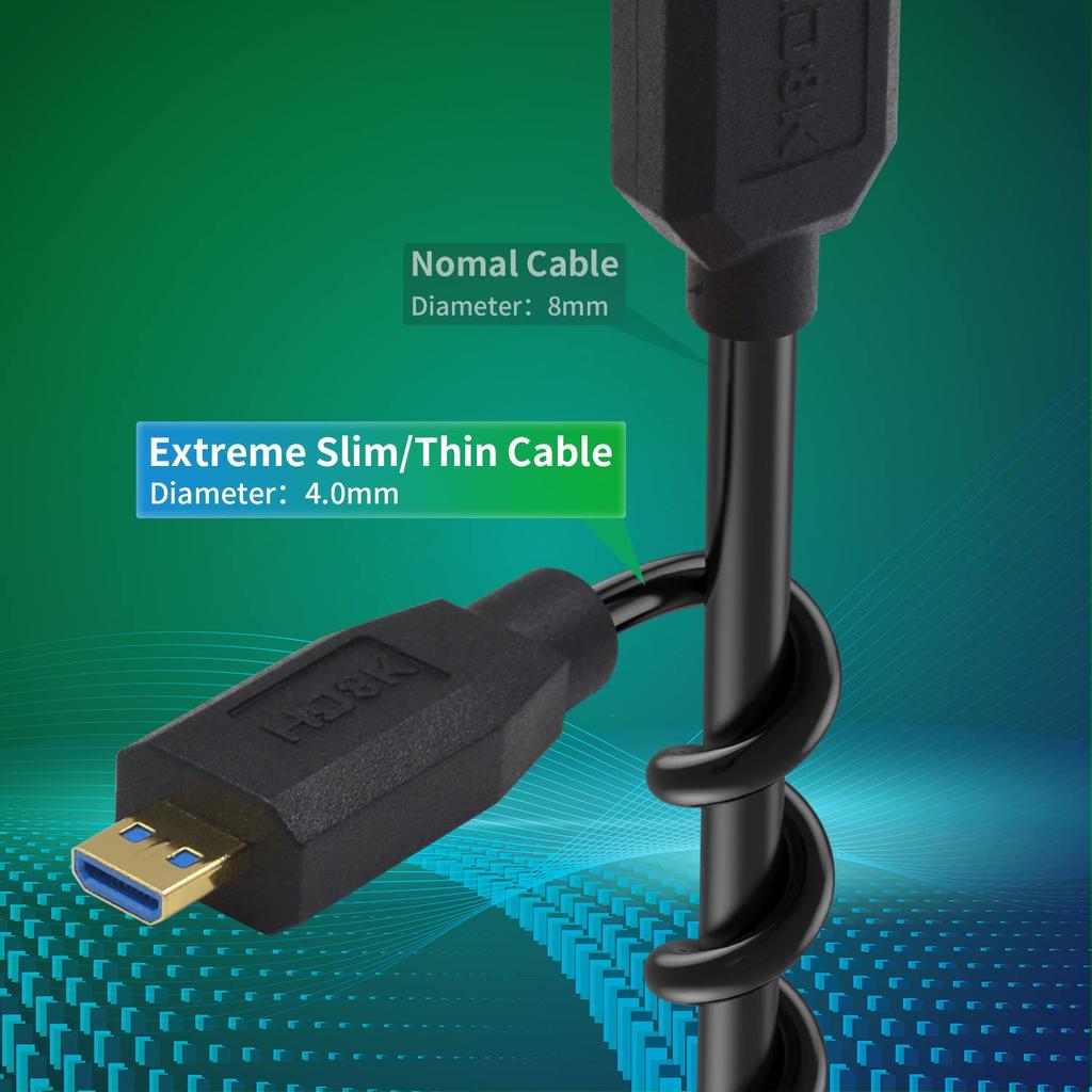Duttek Micro HDMI na HDMI prodlužovací 8K HDMI na Micro HDMI krátký Micro HDMI samec na HDMI samice konvertorový kabel s podporou dynamického HDR pro digitální