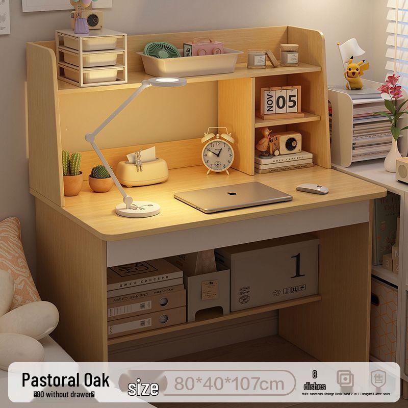 Multifunctional Student Desk with Bookshelf for Homework and Study in Bedroom or Dorm