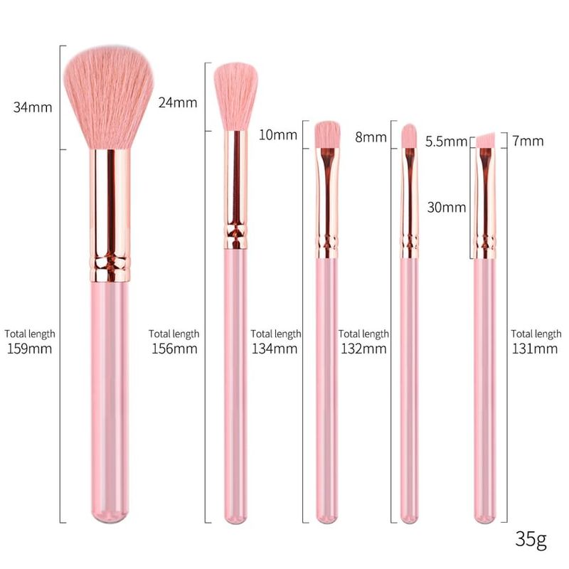 ZOREYA - Set of 5: Makeup Brush with Case