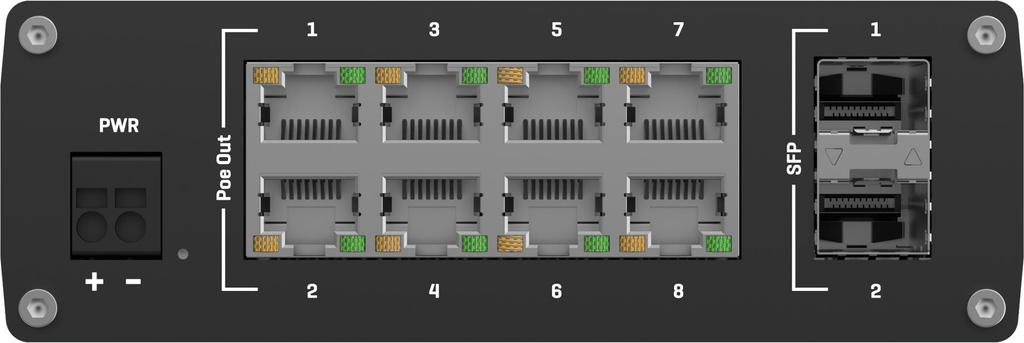 Teltonika TSW200 Industrial Unmanaged PoE Switch 8x Gigabit 2x SFP DIN Rail