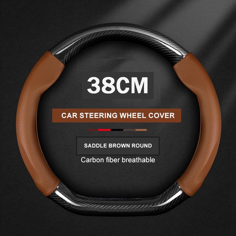 For Hyundai I30 I20 I10 Tucson Elantra Avante Kona Ix35 Ix25 Grand Elantra Solaris Carbon Fiber Leather Car Steering Wheel Cover