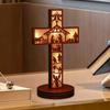 Wooden Decoration Desktop Cross Ornament Handcrafted Luminous Ornament  Easter Party