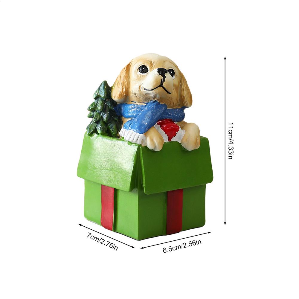 

Small Dog Figurines Christmas Figurine Indoor Decorative Statue Resin Ornaments for Girls Boys Room Winter Holiday Kids Home зелений
