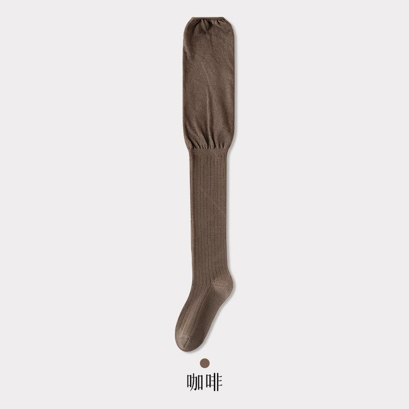 Long Tube Heightened Stacked Knee Socks Women'S Solid Color Loose Mouth Does Not Restrain Legs Thin High Tube Thigh Socks Women'S Socks