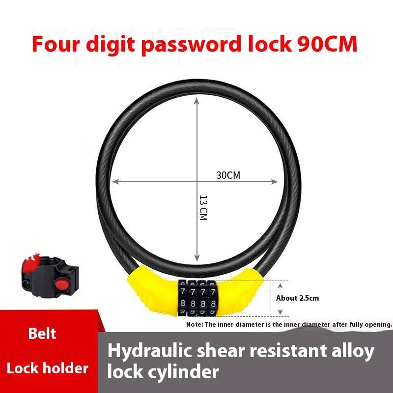 Motorcycle Anti-Theft Combination Locks, Portable Safety Buckles, Electric Vehicle, Steel Cables, Bicycle Accessories