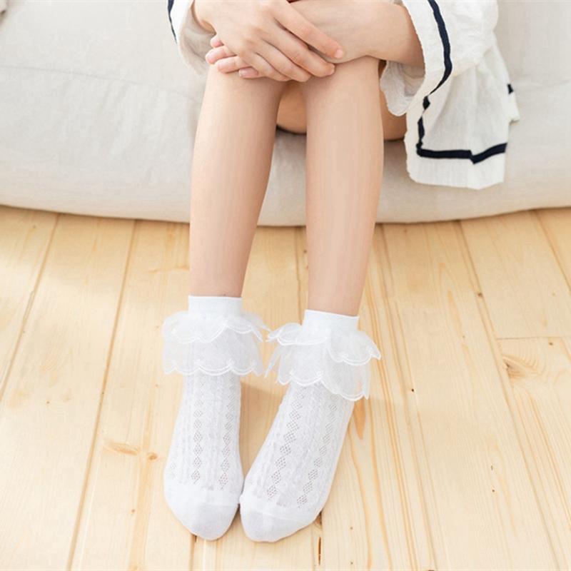 6 Paar Spitzensocken für Kinder und Mädchen, atmungsaktive Prinzessinnensocken