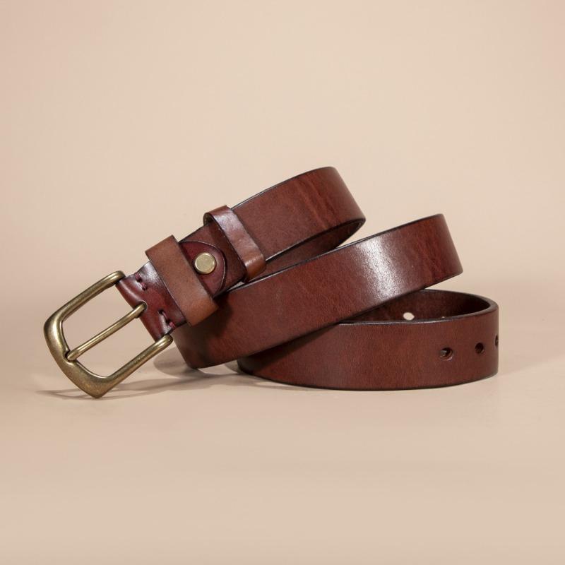 Hot First Layer Cowhide Men's Belt Scalper Leather Belt Classic Men's Versatile Pin Buckle Belt