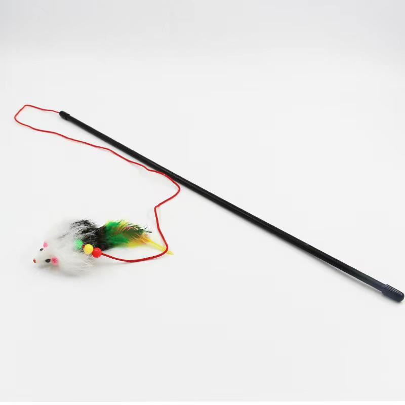 Feather Cat Toy Stick with Mint Ball and Colorful Mouse - Self-entertainment Cat Toy Supply