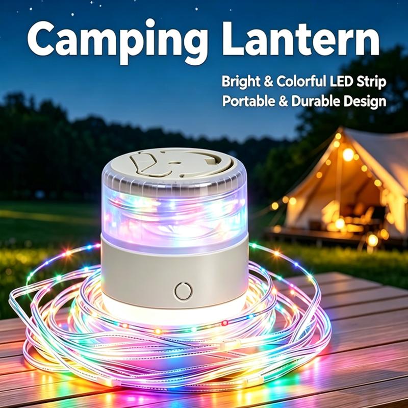 USB Rechargeable Camping Lamp with String Lights Rechargeable Retractable Waterproof Indoor/Outdoor Portable Lamp Suitable for Camping