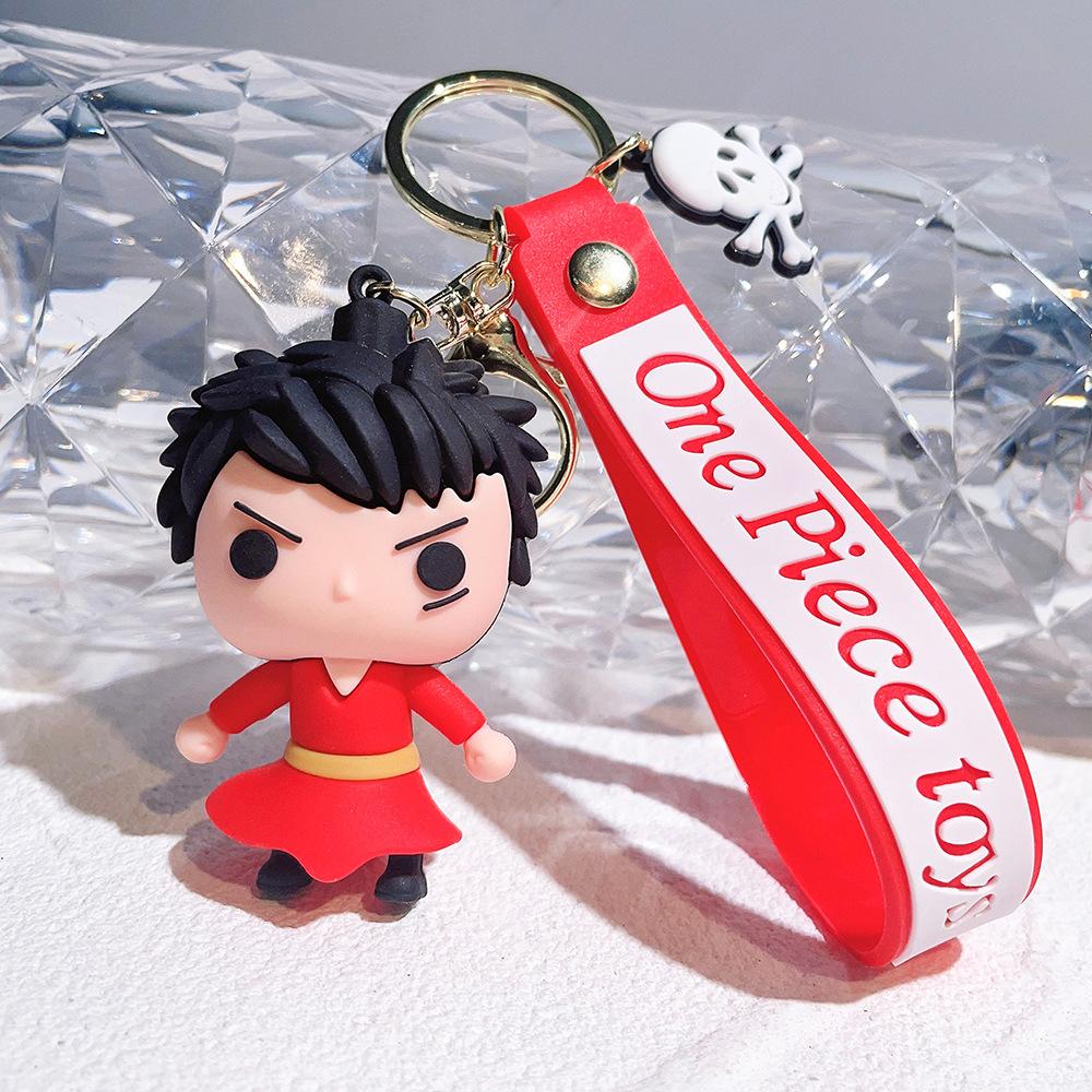 Anime One Piece Keychain Luffy Zoro Portgas·D· Ace Key Chain Llaveros Porte Clé Keyring Doll Bag Charm Pendent Car Keychains