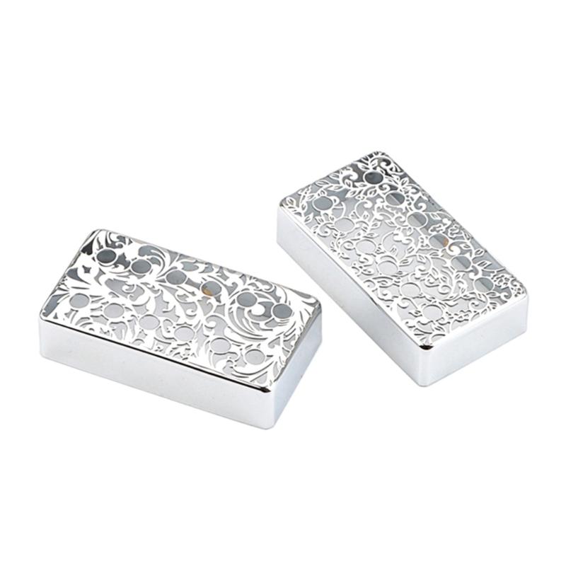2 Pcs Guitar Pickup Cover Flower Pattern Brass Pickup Cover Metal Brass Humbuckers Cover Electric Guitar Accessories