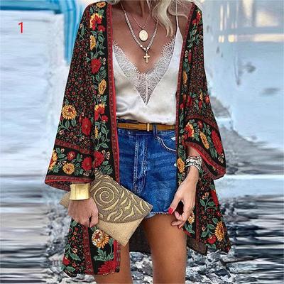 Cardigan de vară boem casual pelerina pentru costum de baie femeie costume de baie de plajă Topuri cu mâneci lungi șal cămașă din șifon