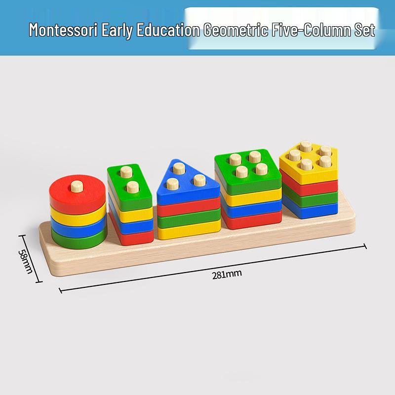 Montessori Stacking Rings: Geometric Shape Puzzle for Early Childhood Development (Ages 0-3)