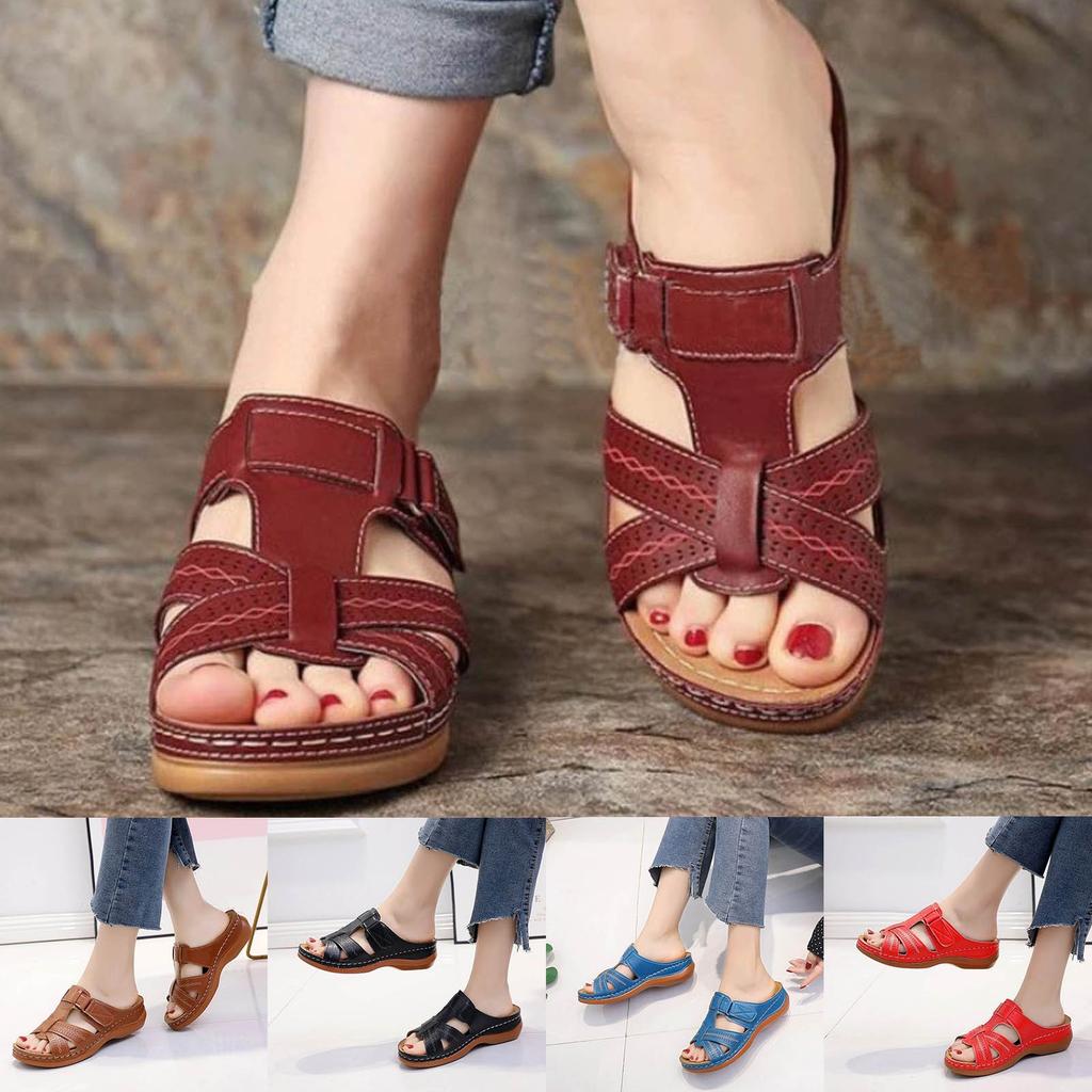 Sandały Damskie Z Podparciem Łuku Stopy Rozmiar 8 Obcas Kaczuszka Gruba Podeszwa Dziurkowane Klapki Damskie Duże Codzienne Sandały Na Obcasie