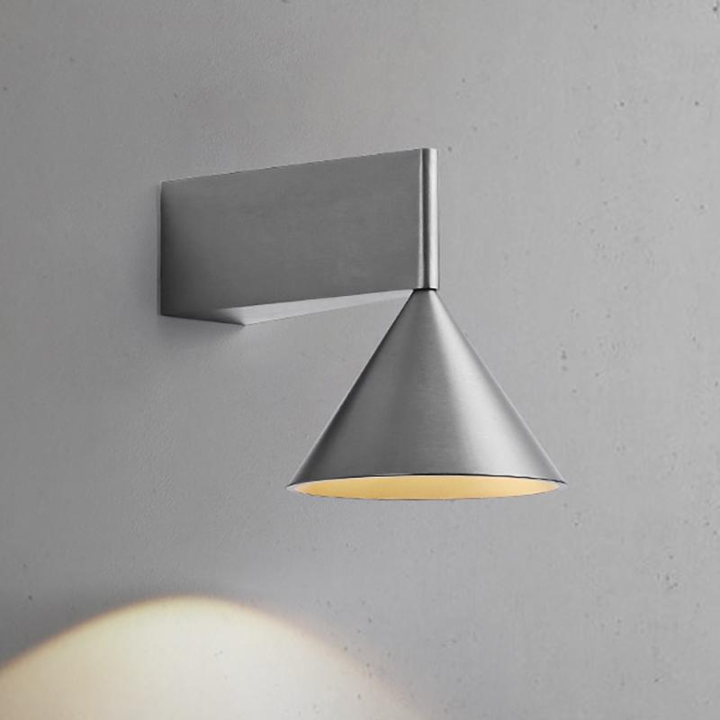 Italian Minimalist aluminum conical geometric bedside wall lamp warm wall lamp for living room dining room corridor and hallway