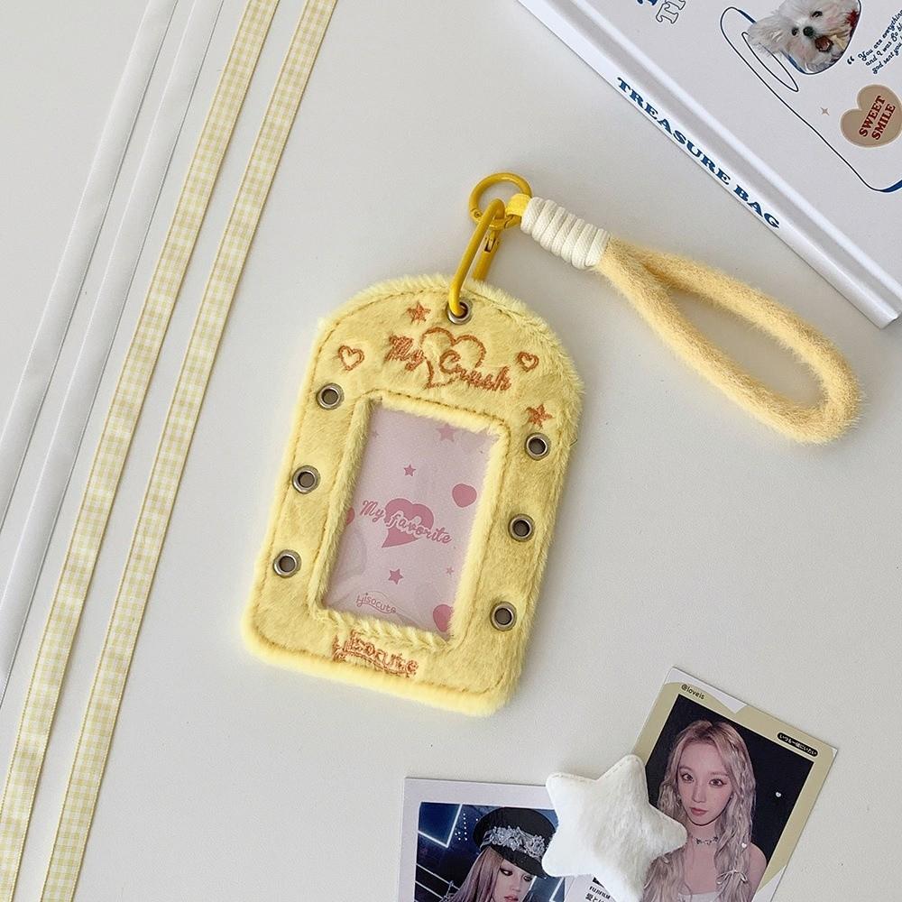 Hanging Decoration Korean Photocard Holder Plush Card Protective Case  School Stationery