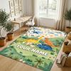 Dinosaur Theme Crystal Velvet Rug Personalized Custom Name Text Soft Floor Mat Home Decor