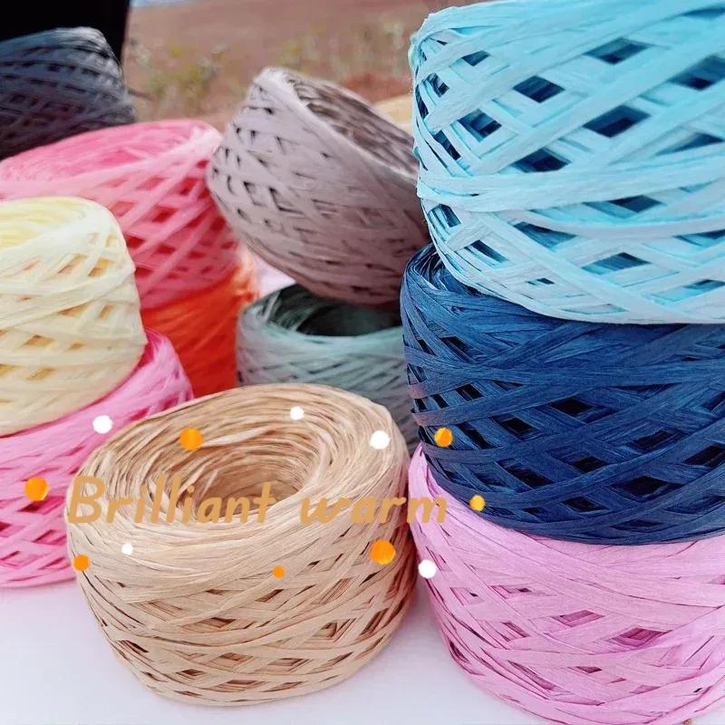180m Raffia Yarn Paper Grass 100g/pcs for Knitting and Crochet Handmade Diy Straw Hat Bag Doll Slippers Weave Soft Yarn Thread