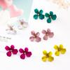 Colourful Korean Flower Earring for Women Girl Fashion Purple Earring Vintage Flower Shaped Ear Stud Wedding Party Jewelry Gift