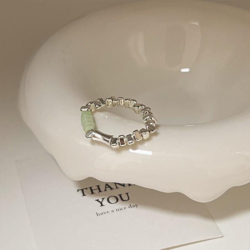 Color Crystal Beaded Ring Ins Niche Design Sense Advanced Finger Ring Light Luxury Temperament All Match Ring Accessories