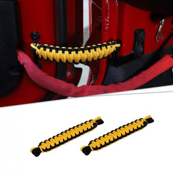 2pcs Door Limit Rope Limiter Strap Bandage For Jeep Wrangler YJ TJ JK JKU Yellow
