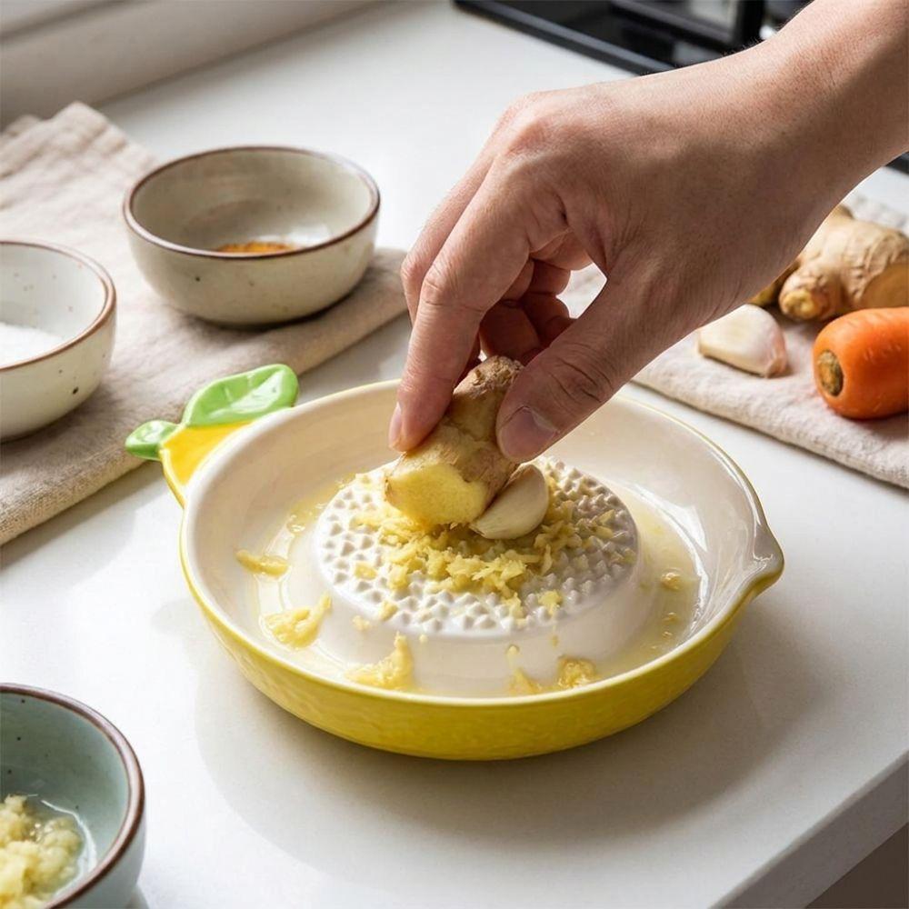 Raised Teeth Ceramic Grater Plate 2-in-1 Manual Garlic Masher Kitchen Puree Grater Restaurant