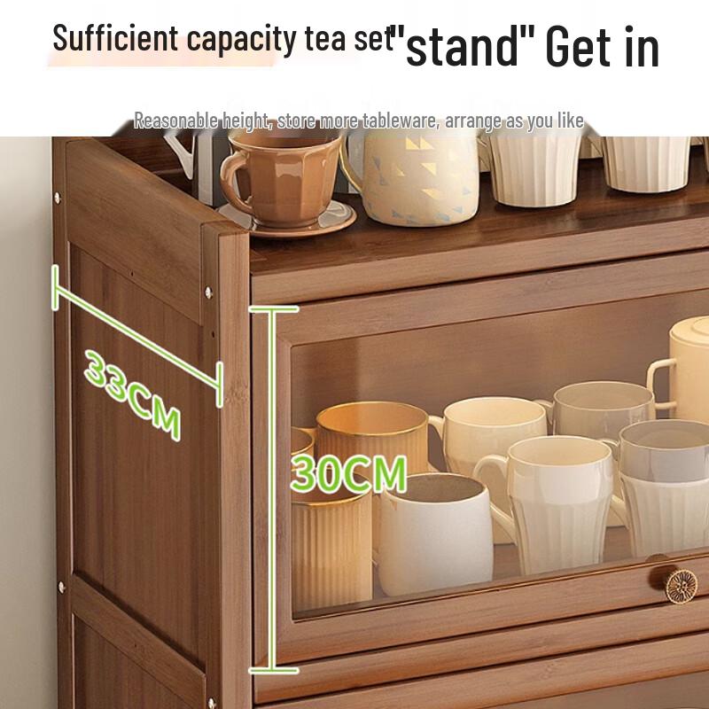 Modern Wooden Kitchen Storage Shelf with Cup Holder