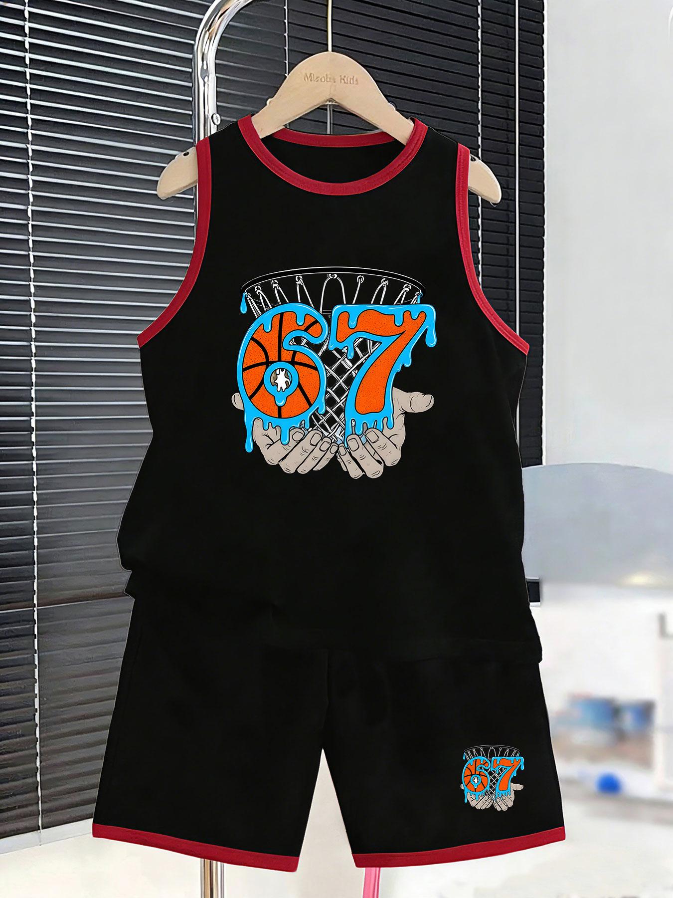 

Boys’ basketball number set. Sporty prints, breathable fabric, loose fit for active school & daily wear. 2-3Y чёрный