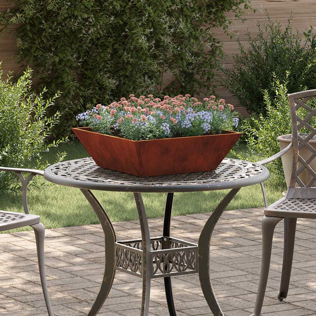 Garden Planter Rustic 50 X 50 X 15 Cm Weatherproof Steel