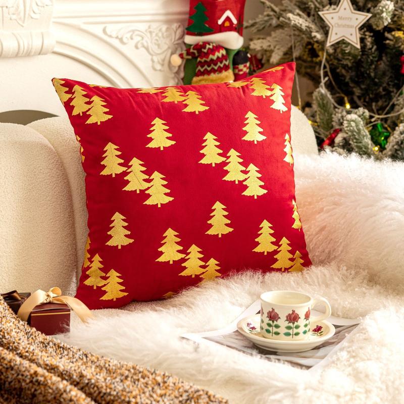 45X45Cm Christmas Tree Throw Pillow Cover Snowflake Plush Cushion Cover Christmas Party Decor Home Decorative Pillowcase