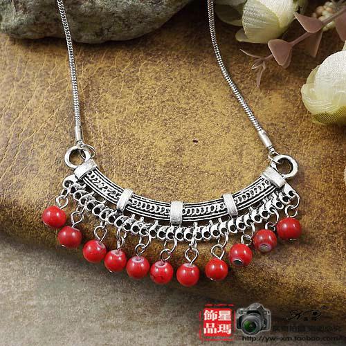 

Ретро бирюзовое ожерелье с бахромой из бусин женская простая универсальная цепочка на ключицу цепочка для свитера антикварные аксессуары для головного убора