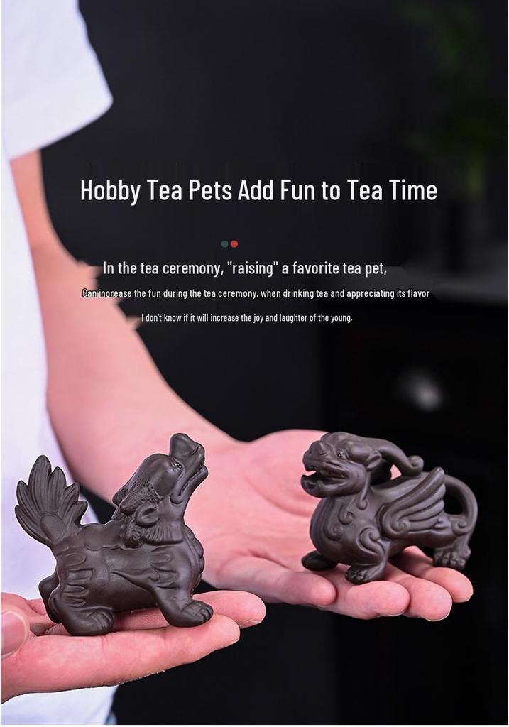 Pixiu Purple Clay Tea Pet: Dragon's Nine Sons Tea Set Accessory for Wealth and Tea Ceremony Cultivation