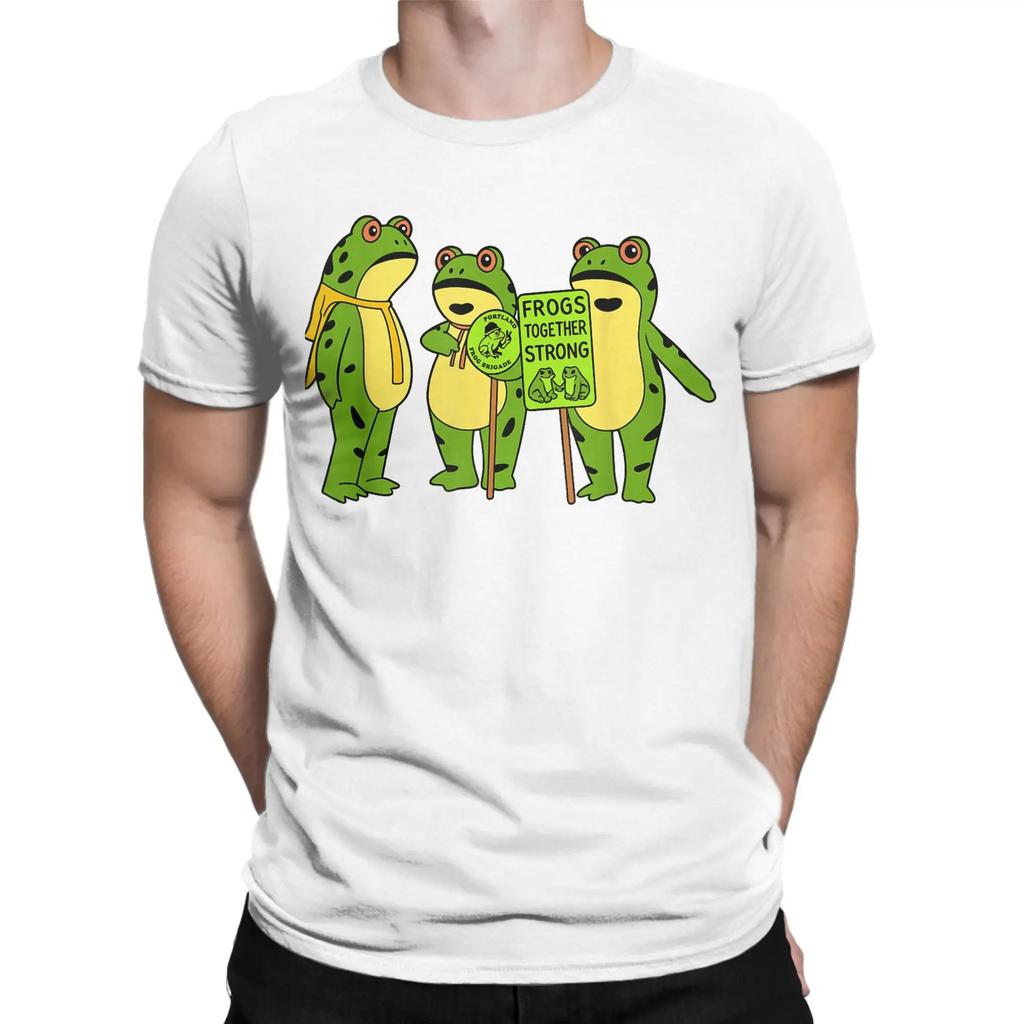 Frog Fun Meme Portland Frog Brigade Frogs Together Are Strong Tshirt for Men Women Cotton Tee Short Sleeve Tops Popular Fashion