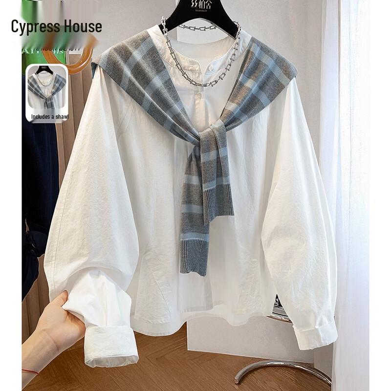 Women s Round Neck Long Sleeve Casual Cotton Shirt XL