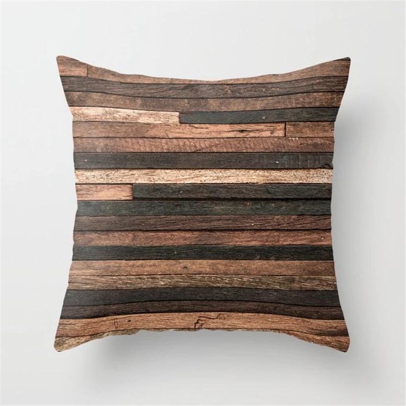 Juste De Coussin Géométrique Pour La Décoration Intérieure, Ferme, Oreiller De Canapé, Bois Créatif, Taie D'oreiller En Marbre Mars, Mode