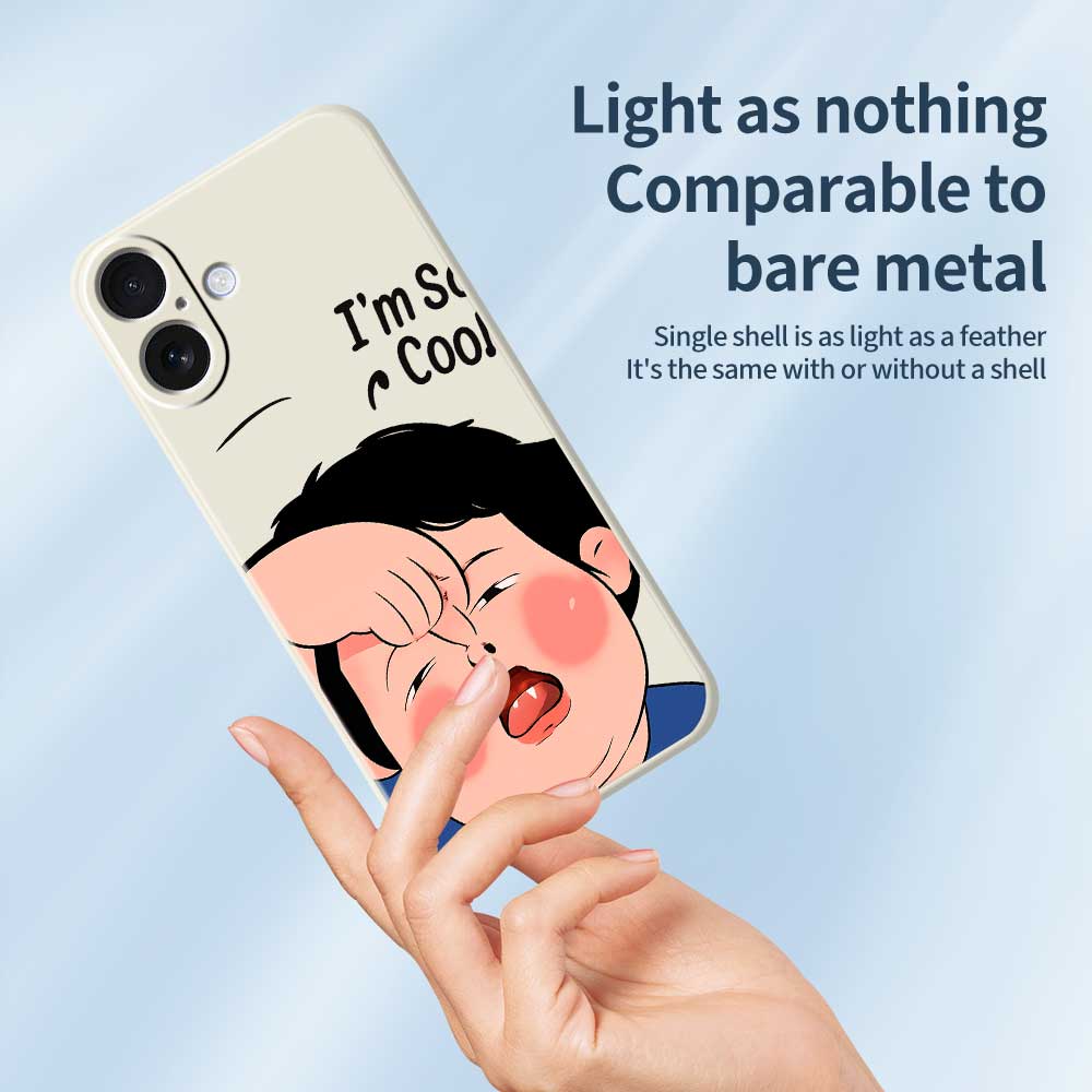 For iPhone 17 Case Make Faces Kid Pattern Printing Straight Edge TPU Phone Back Cover