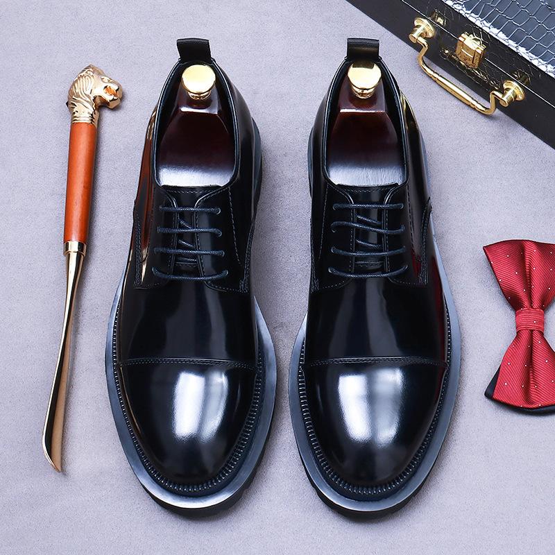 Thick-soled Heightening Niuli Business Casual Shoes Men's Leather Shoes Cowhide Leather Fashion Low-top