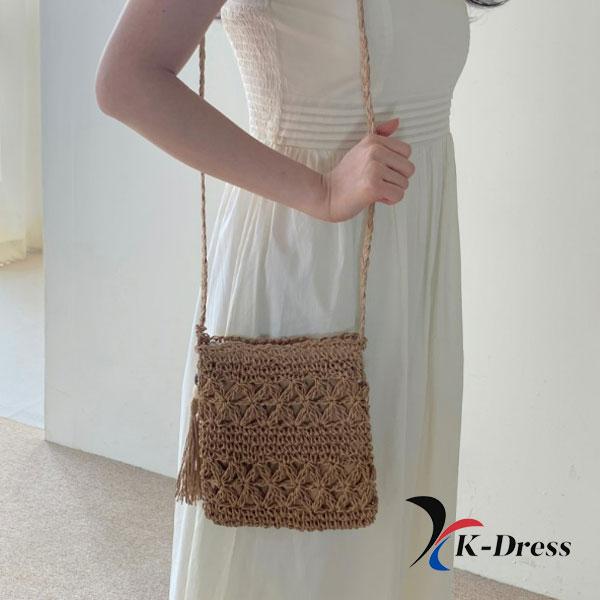 

Rattan Summer Resort Southeast Asia Look Crossbody Bag (2 Colors) 19x22cm коричневий