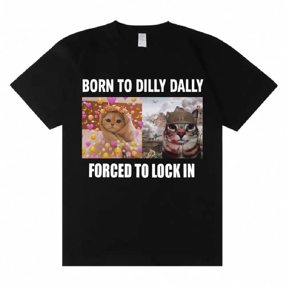 

Рожден, чтобы бездельничать, вынужден запереться. Футболка. Смешной мем с котом. Графика. Креативность. Популярная футболка. Оверсайз. Хлопок. Повседневные футболки. XXXXXL чёрный