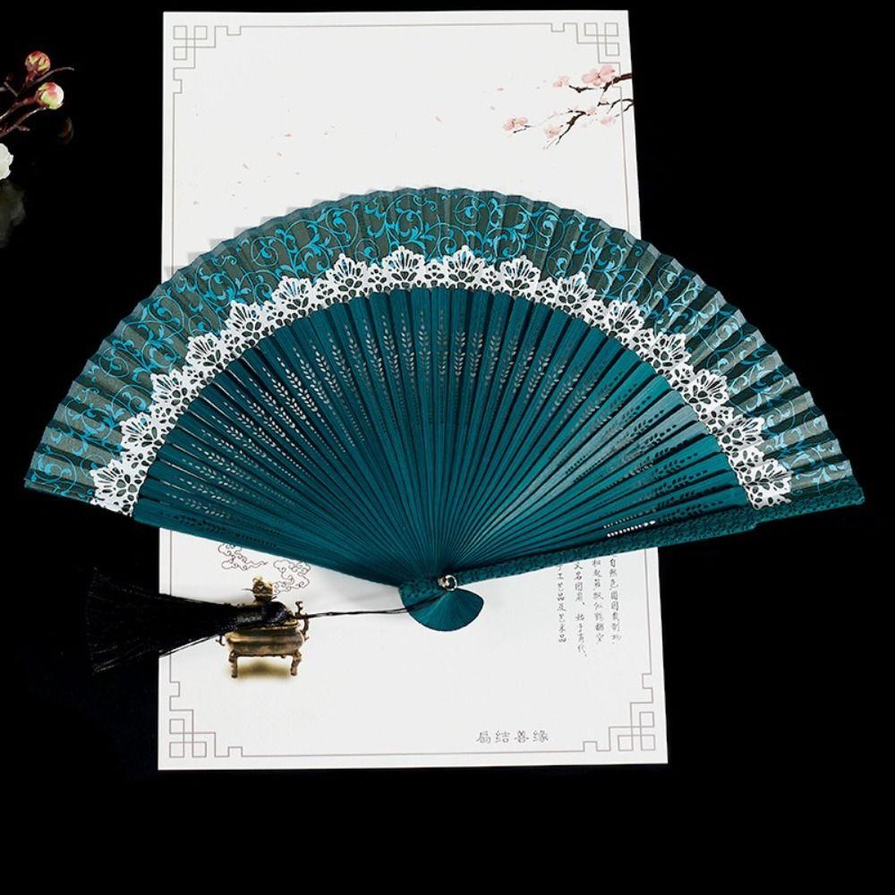 Silk Cloth Chinese Style Folding Fan Bamboo Material Bamboo Folding Fan  Hanfu Photography