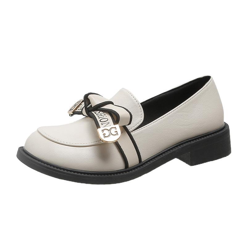 Summer retro leather shoe design new thin thick-soled muffin sole shoes